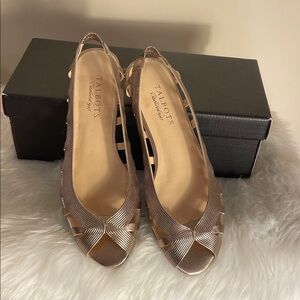 Talbots Women's Metallic Slingback Heels Pewter